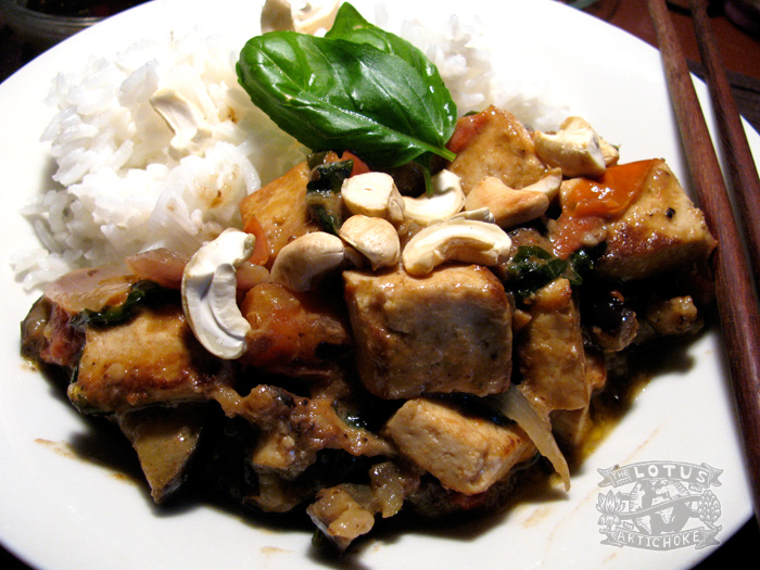 Thai: Eggplant Basil Coconut Tofu Curry with chopsticks Eggplant Basil Coconut Tofu Curry : Thai - The Lotus and the Artichoke