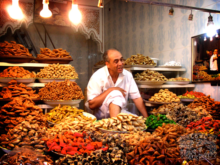 Marrakech, Morocco - Dried fruit and cookies in the medina - The Lotus and the Artichoke - World Travels Marrakech, Morocco - Treats and Dried Fruit - The Lotus and the Artichoke - travel adventures