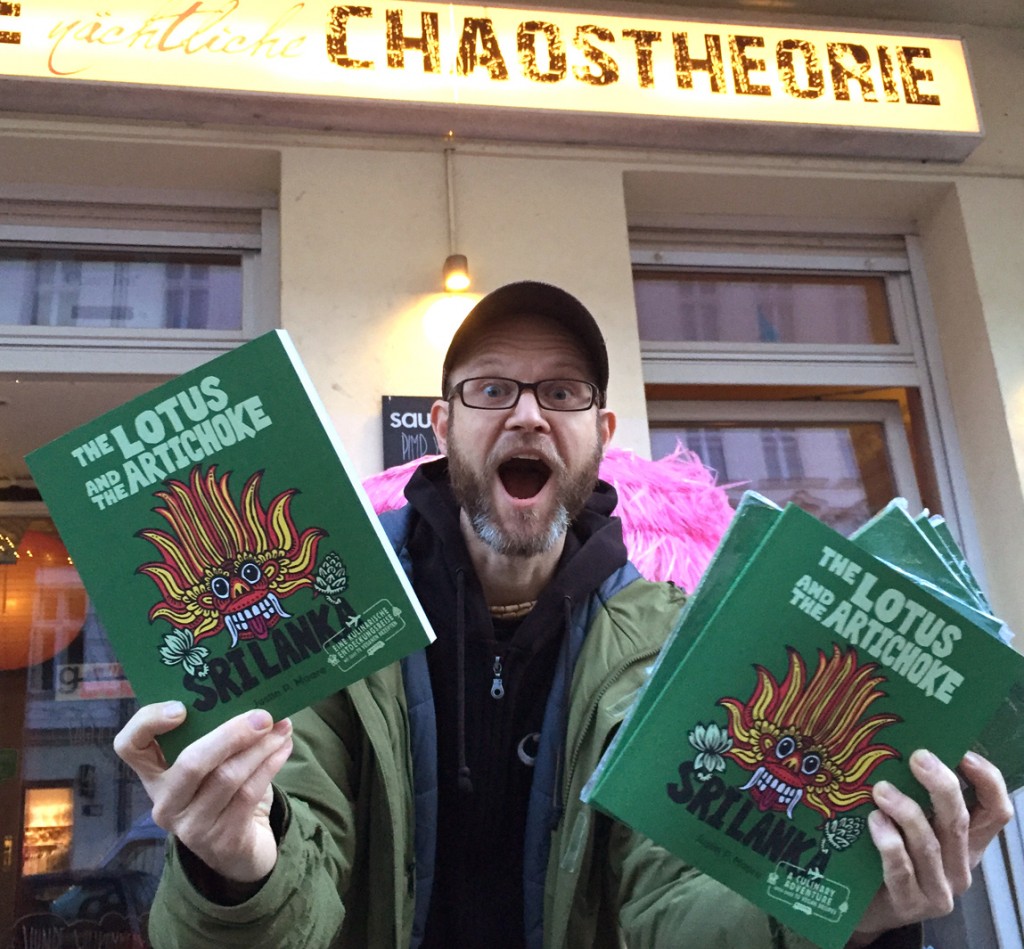 JPM and The Lotus and the Artichoke SRI LANKA vegan cookbook at Chaostheorie in Berlin