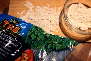 Poha (rice flakes) and the packaging - Available at most Asian / Indian spice shops