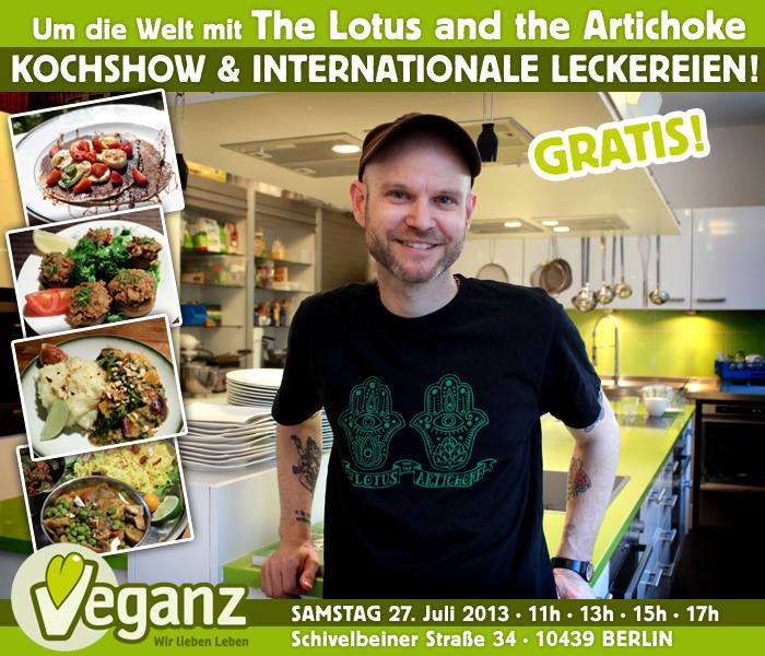 Um die Welt mit The Lotus and the Artichoke - Kochshow & Leckereien bei Veganz Berlin Prenzlauer Berg