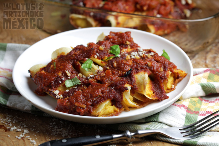 Enchiladas with Chipotle Red Sauce - The Lotus and the Artichoke MEXICO Vegan Cookbook