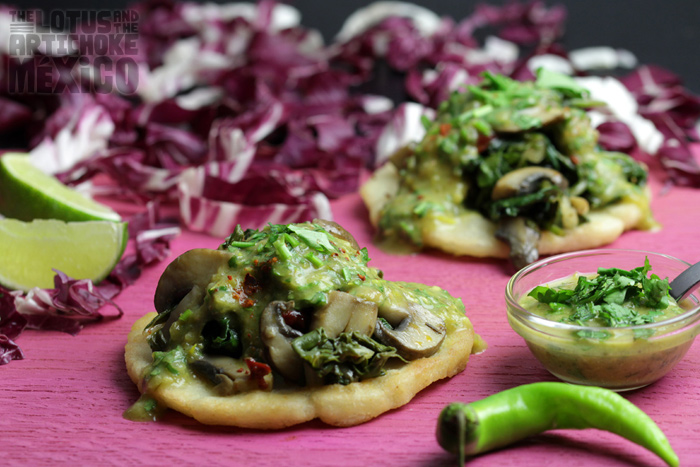 Sopes - Spinach Mushroom - The Lotus and the Artichoke MEXICO Vegan Cookbook